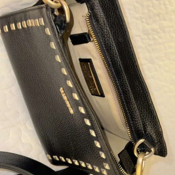 Valentino by Mario Valentino - Black Crossbody Bag with Gold Studs - Picture 4 of 4
